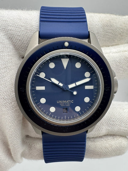 Unimatic Modello Uno Diver Blasted Titanium Blue Dial Limited Edition 500pcs (Full-Set/Unworn)