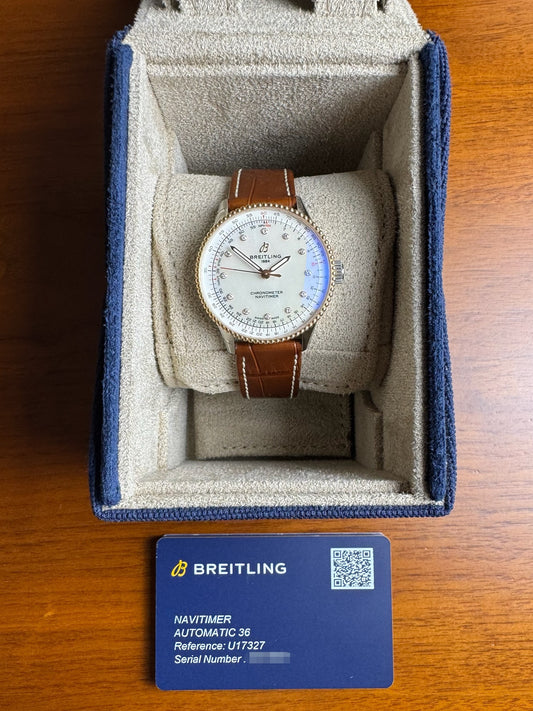 Breitling Navitimer 36 Mother Of Pearl Diamond Dial Special Edition (Full-Set/Mint)