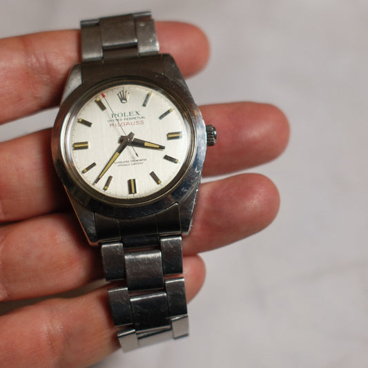Rolex Milgauss 1019 Full Steel Silver Dial 1970 (Unpolished/Serviced)