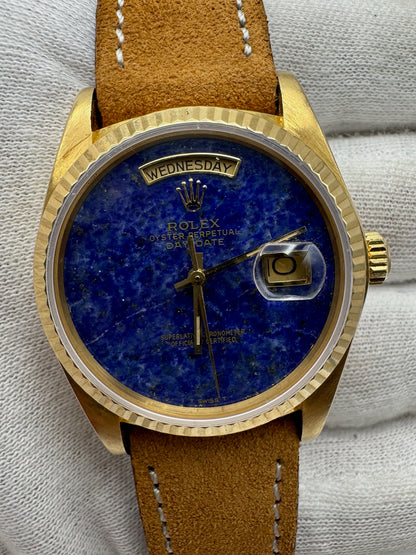 Rolex Day-Date 36 Yellow Gold Real Lapis Lazuli Aftermarket Dial 1979 (Serviced)