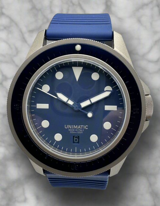 Unimatic Modello Uno Diver Blasted Titanium Blue Dial Limited Edition 500pcs (Full-Set/Unworn)