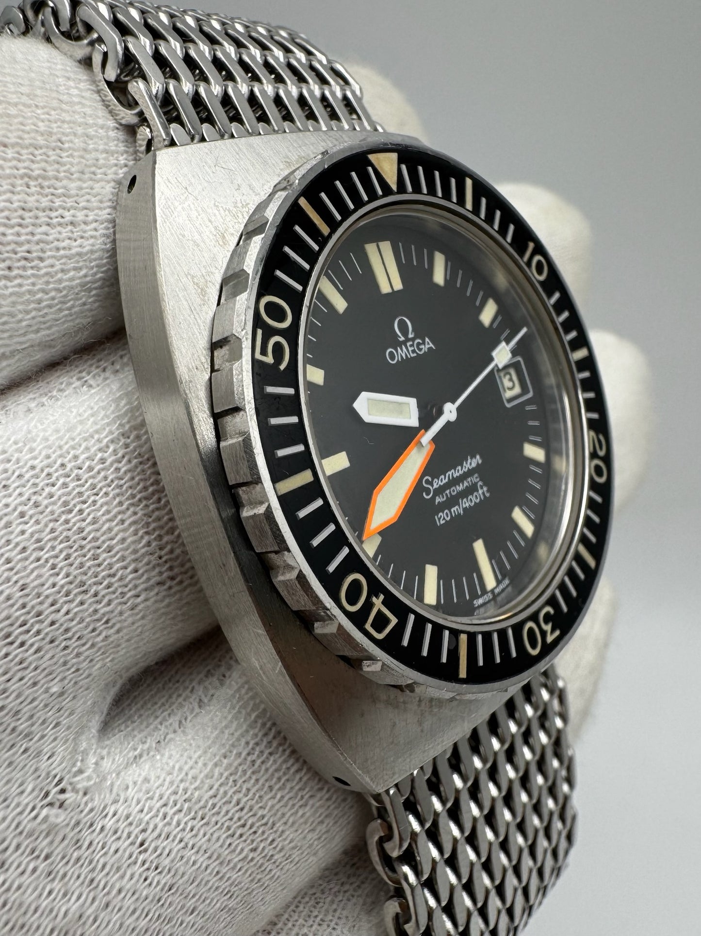 Omega Seamaster Baby Ploprof Full Steel Mesh Bracelet Yellow Patina (Unpolished/Serviced)