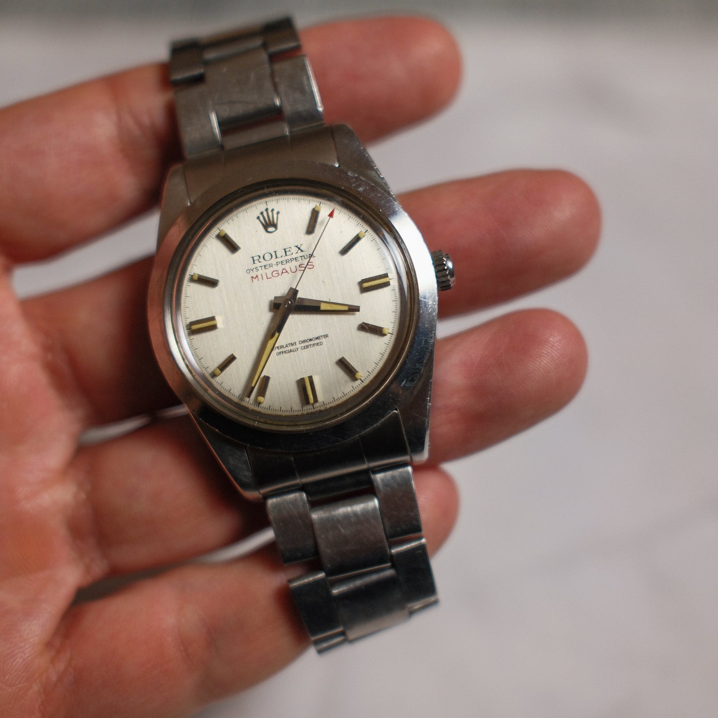 Rolex Milgauss 1019 Full Steel Silver Dial 1970 (Unpolished/Serviced)
