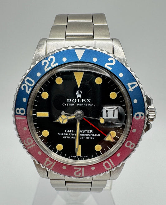 Rolex GMT-Master 1675 MK2 Yellow Patina Faded Red Back Pepsi Bezel 1972 (Unpolished/Serviced)