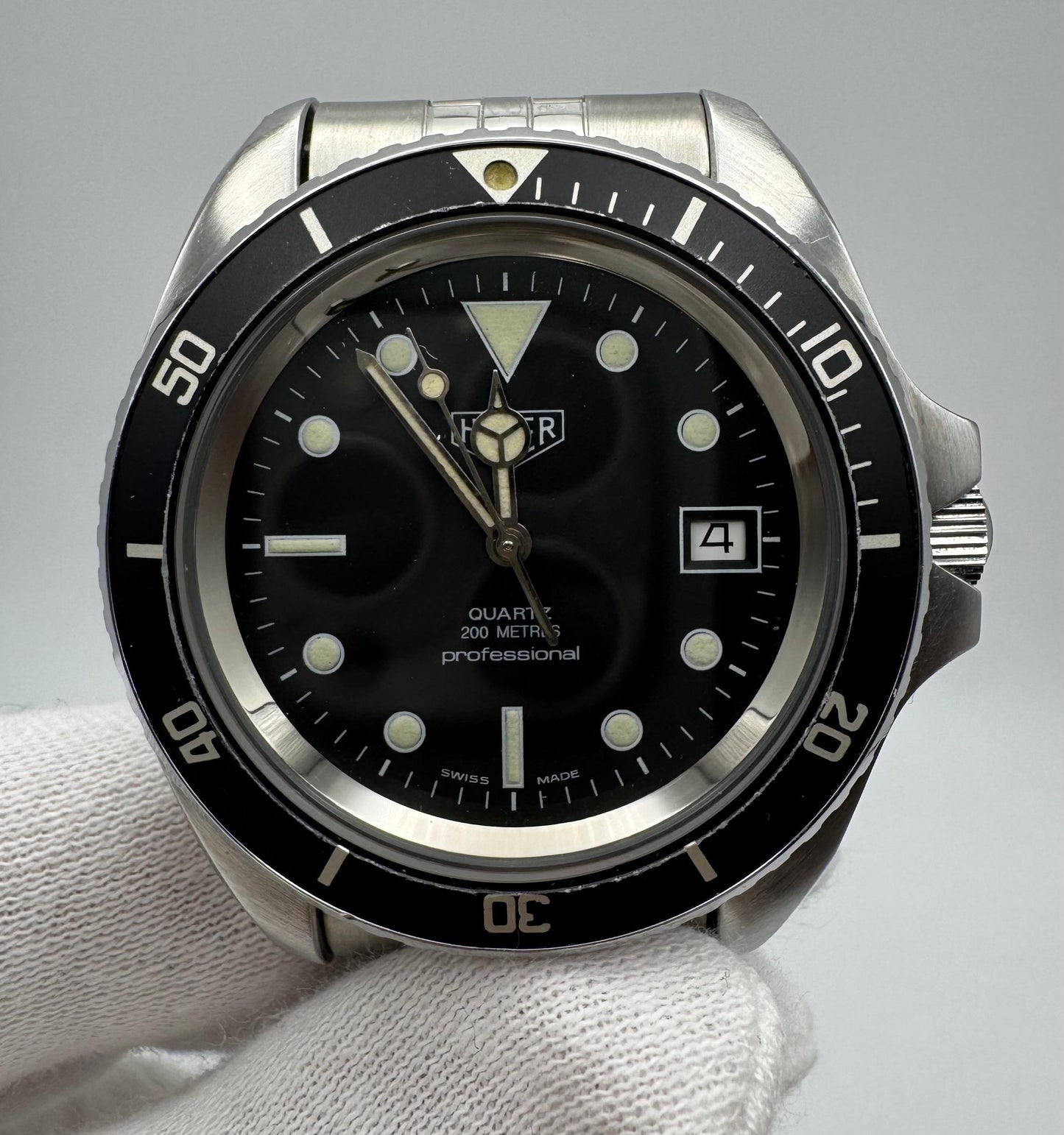 Heuer Professional Vintage Diver Full Steel Quartz Black Dial (Unpolished)