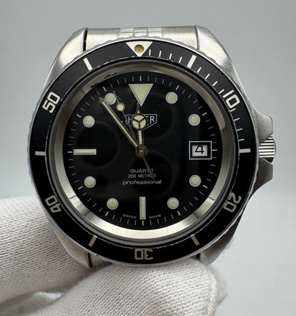 Heuer Professional Vintage Diver Full Steel Quartz Black Dial (Unpolished)