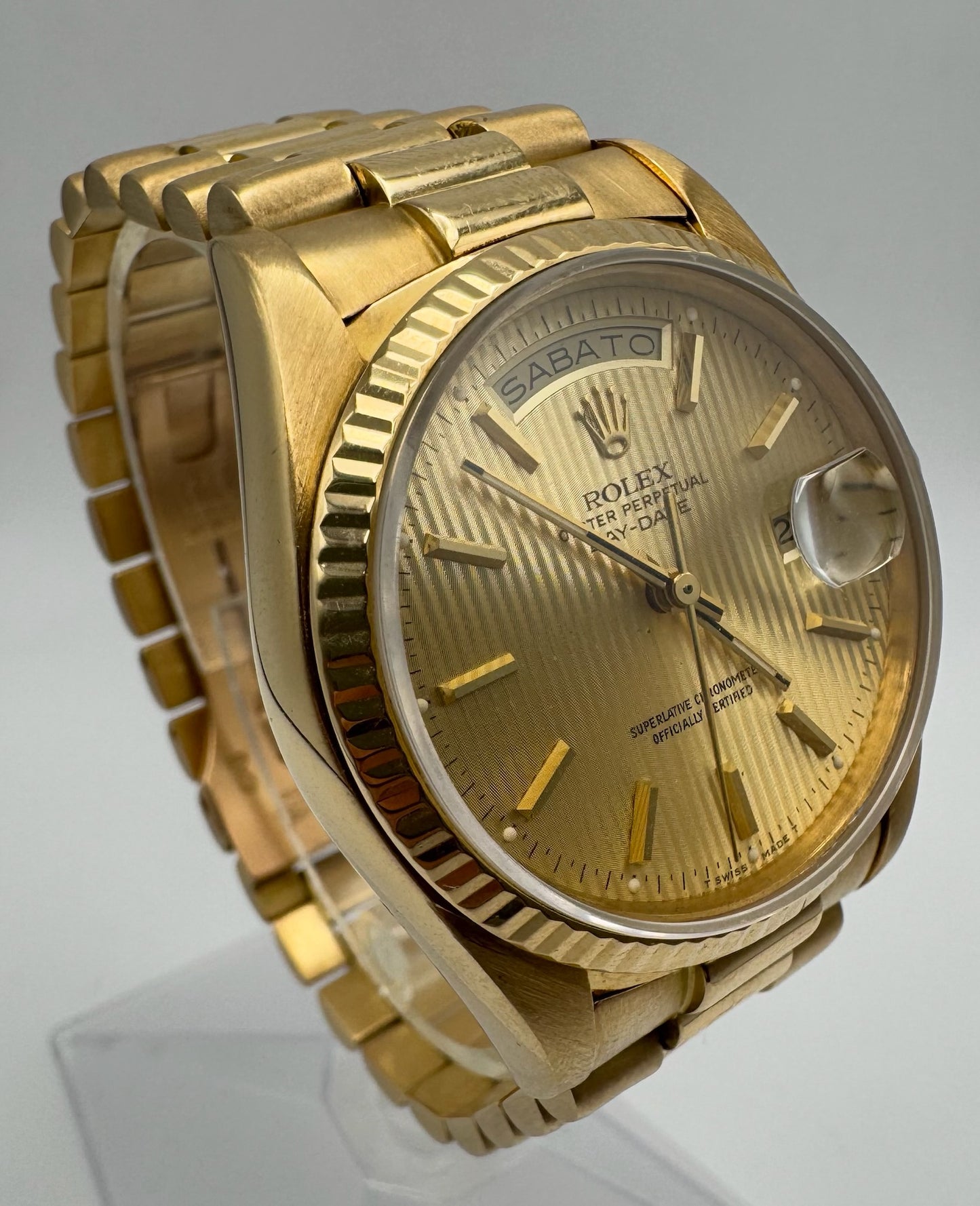 Rolex Day-Date 36 Full Gold 18K Champagne Tapestry Dial 1987