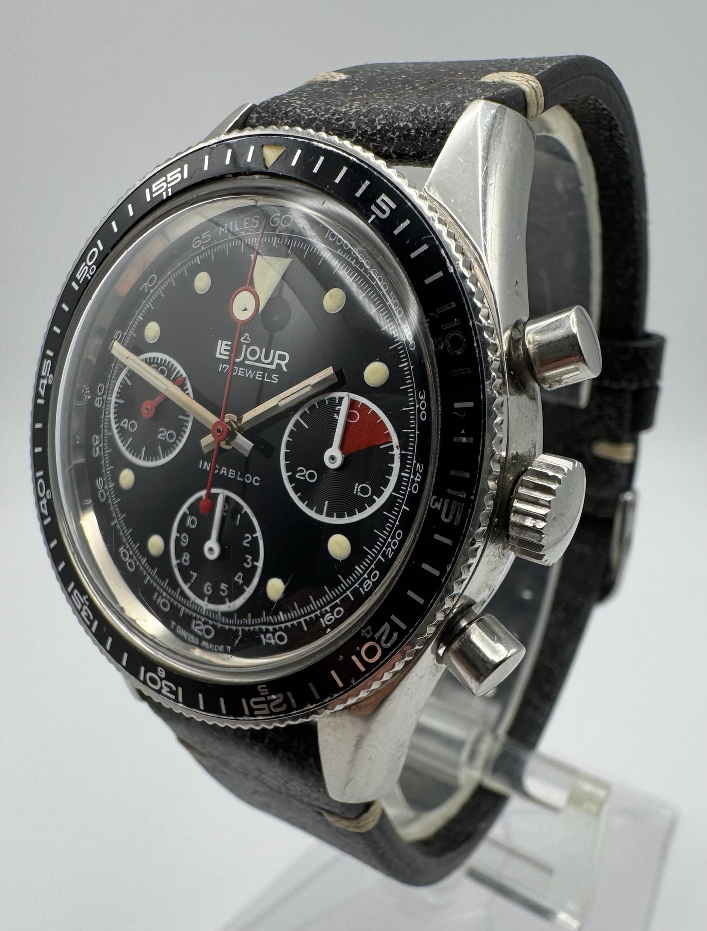 Le Jour Chronograph Vintage Steel 39 Glossy Tritium Dial 1970s