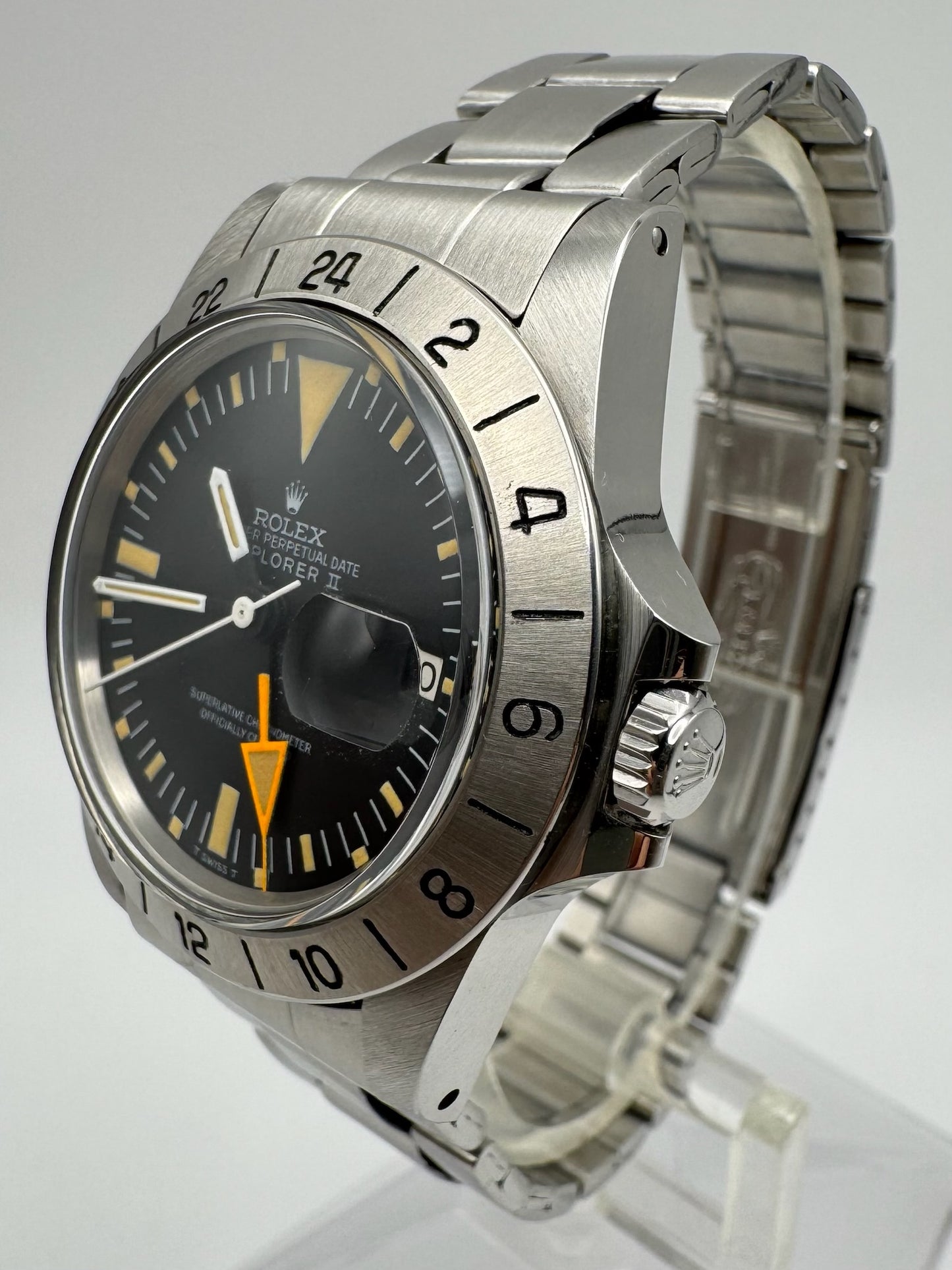 Rolex Explorer II 1655 Steve Mc Queen 1655 Full Steel Yellow Patina MK1 Straight Hand 1972 (Box/Mint/Serviced)
