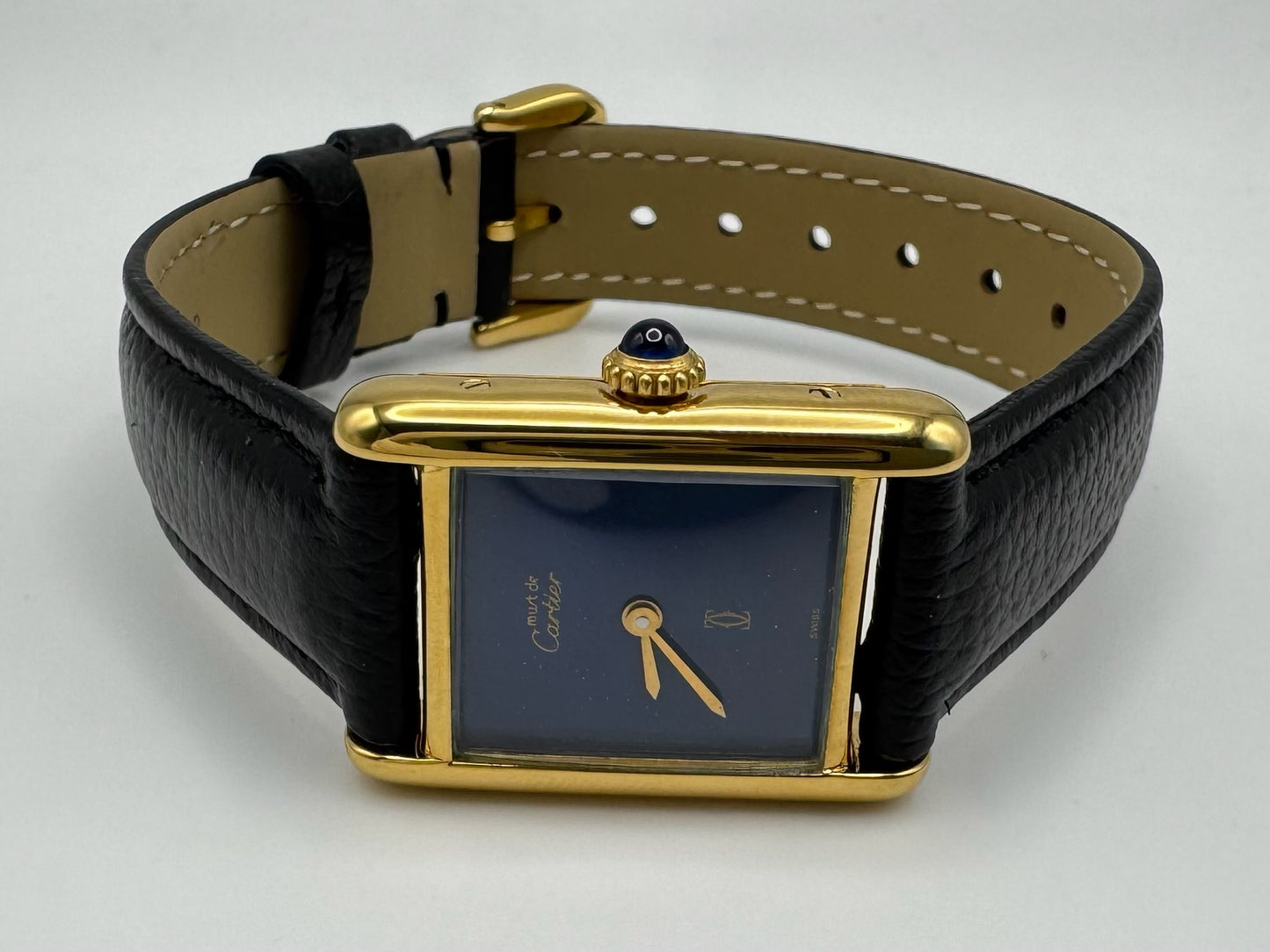 Cartier Tank Vermeil Manual Winding with Blue Dial