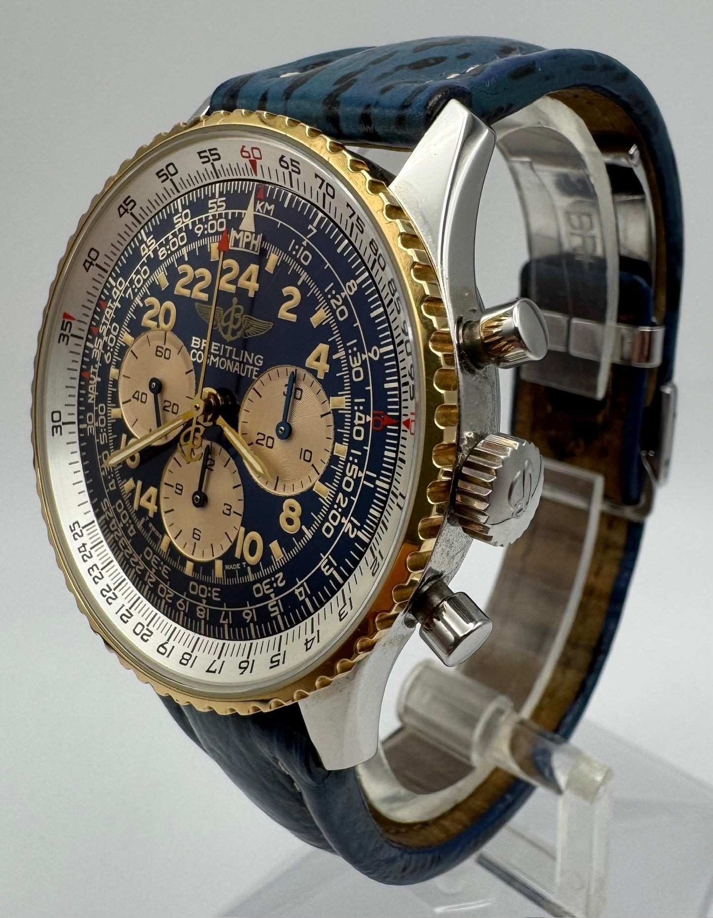 Breitling Navitimer Cosmonaute Two Tone Blue Tritium Dial Yellow Patina (Box/Mint)