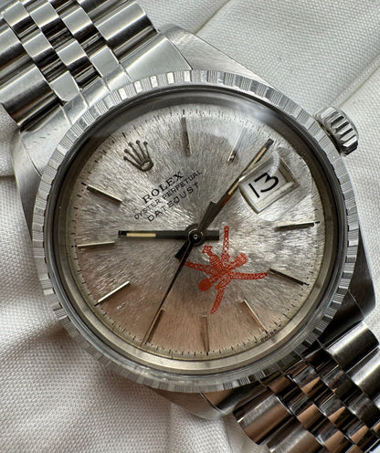 Rolex Datejust 1603 Etched Dial Red “Khanjar” Logo (Unpolished)