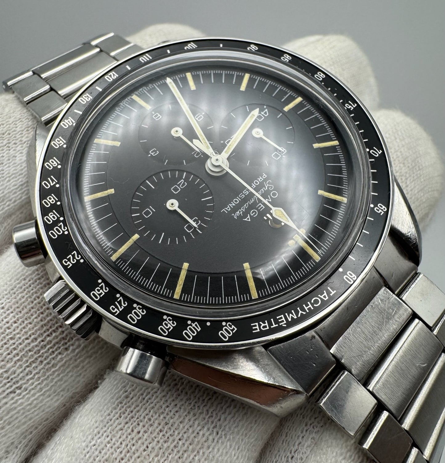 Omega Speedmaster Professional Moonwatch Chronograph Cal. 321 Full Steel Heavy Patina Original Owner 1965 (Unpolished)