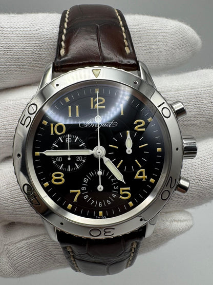 Breguet Type XX - XXI - XXII Pilot Watch Chronograph Steel Yellow Patina (Box)