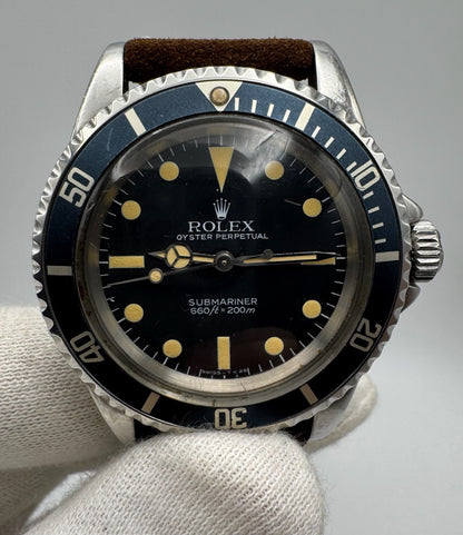 Rolex Submariner No Date 5513 “Feet First” Head Heavy Patina Maxi Dial Blue Insert 1965 (Serviced)