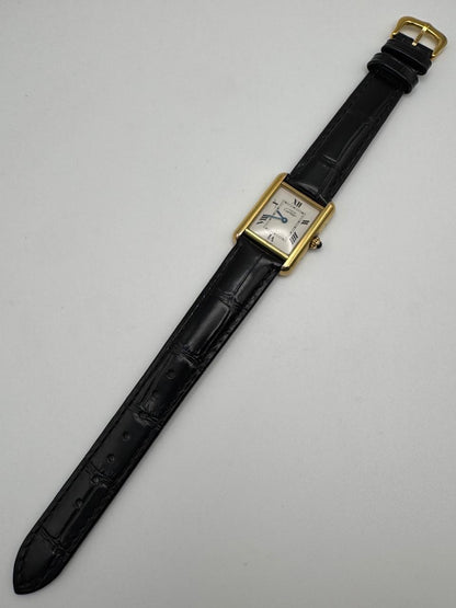 Cartier Tank Vermeil Gold Plated Quartz White Roman Dial