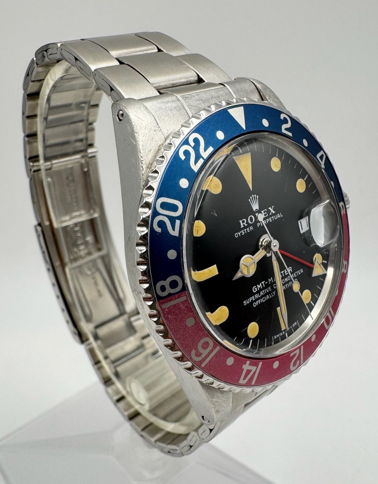 Rolex GMT-Master 1675 MK2 Yellow Patina Faded Red Back Pepsi Bezel 1972 (Unpolished/Serviced)