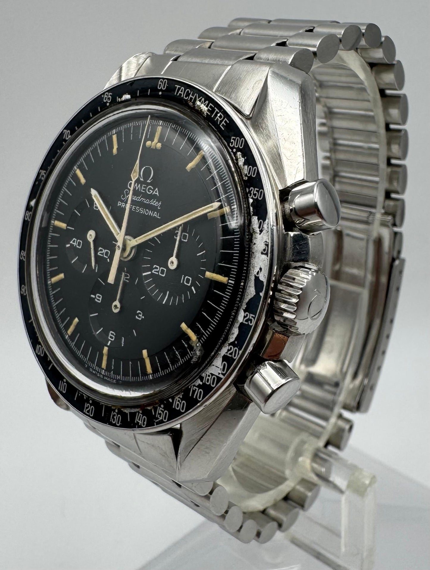Omega Speedmaster Professional Moonwatch Full Steel Yellow Patina Original Step Tritium Dial (Unpolished)