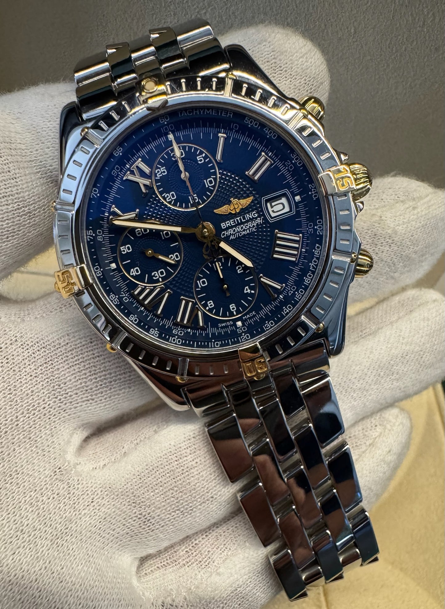 Breitling Crosswind Chronograph Two-Tone Blue Dial (Serviced)