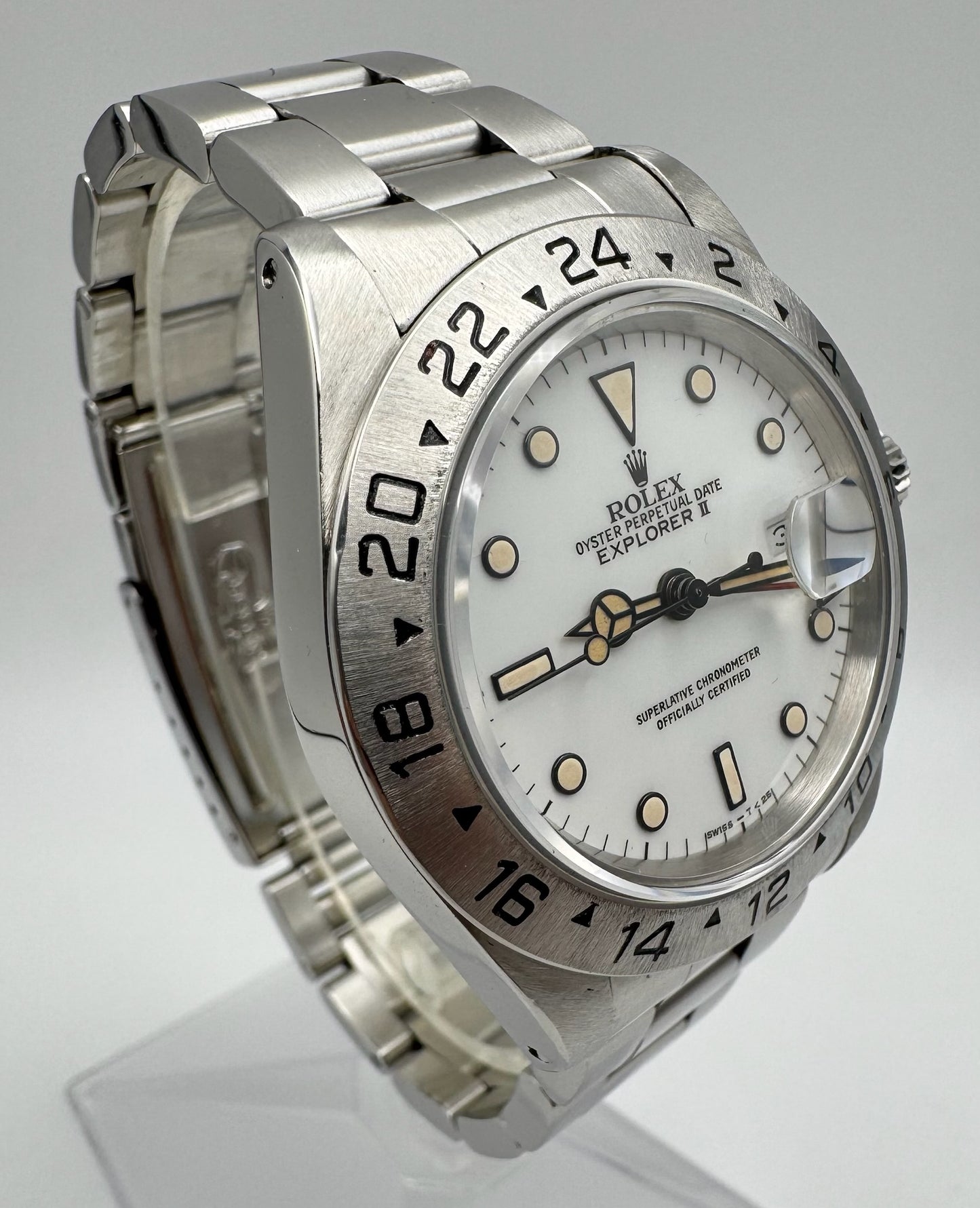 Rolex Explorer II Polar “Chicchi Di Mais” Full Steel 1990 Porcelain Dial Yellow Patina (Serviced)