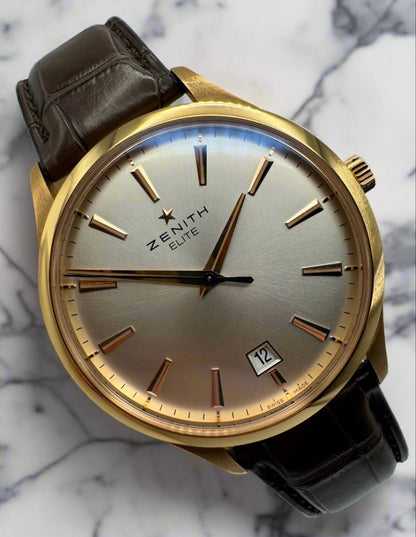 Zenith Captain Elite Rose Gold Ultra Thin with Silver Dial (New/Full-Set)