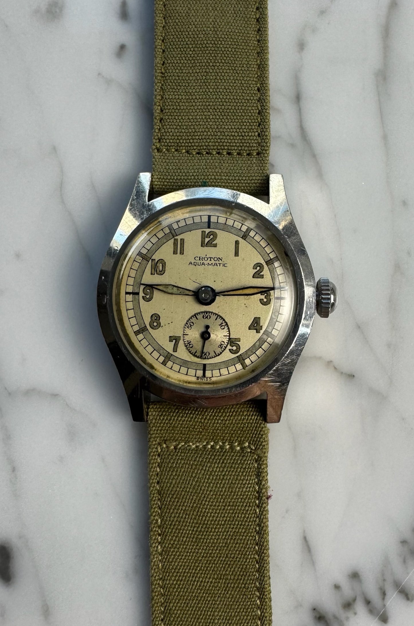 Croton Aquamatic Automatic Bumper WWII Military Watch (Full-Set/Unpolished/Serviced)