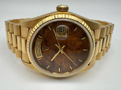 Rolex Day-Date 36 Full Gold Rare Wood Dial 1982 (Full-Set/Unpolished/Serviced)