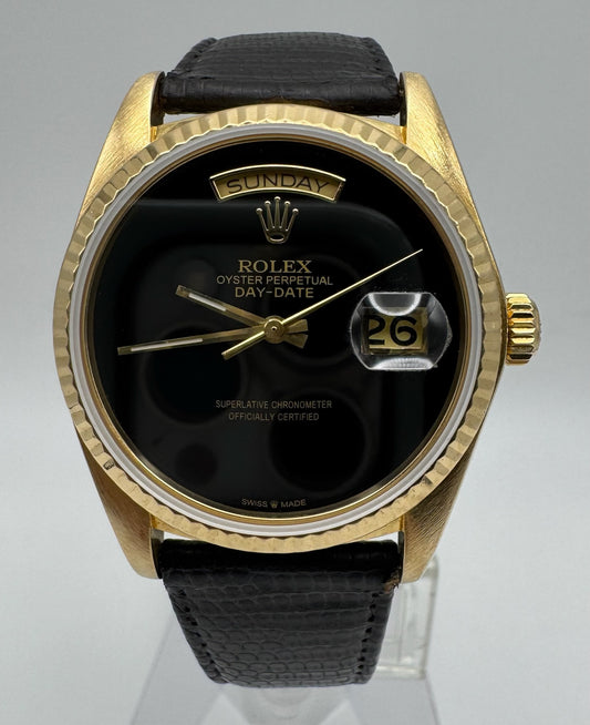 Rolex Day-Date 36 Yellow Gold Aftermarket Onyx Dial 1979 (Serviced)
