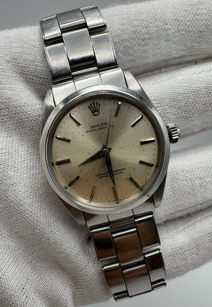 Rolex Oyster Perpetual 34 Full Steel Riveted Bracelet Silver Dial 1966 (Serviced)