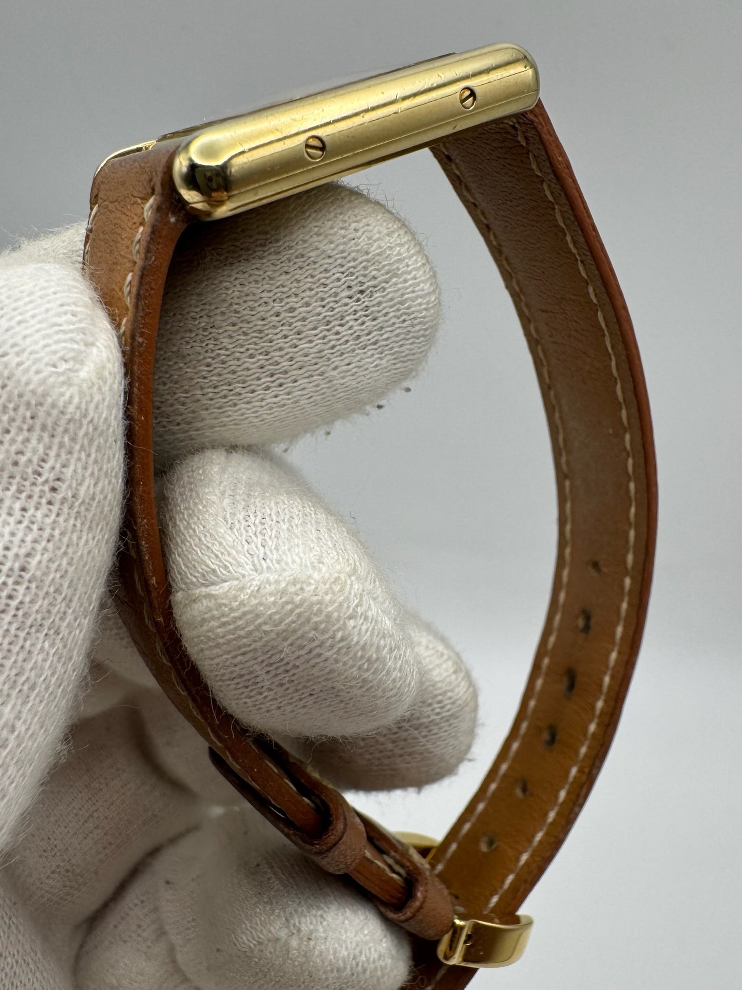 Cartier Tank Vermeil Gold Plated Quartz Champagne Dial 1990