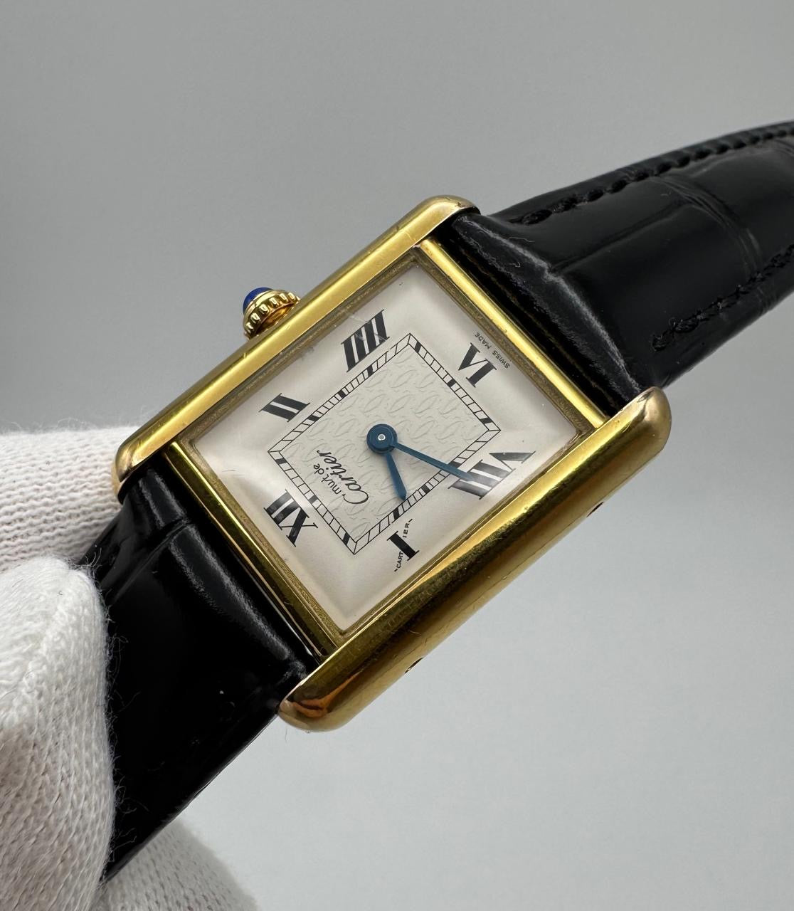 Cartier Tank Vermeil Gold Plated Quartz White Roman Dial
