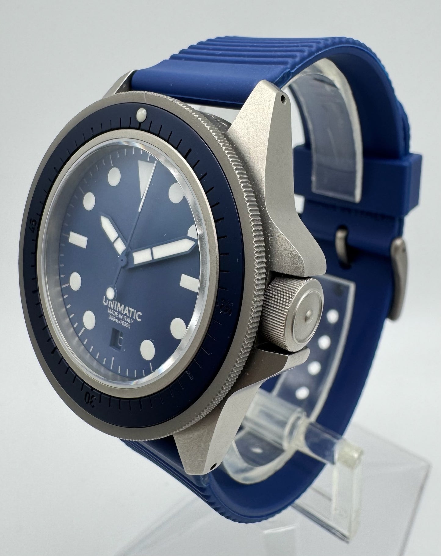 Unimatic Modello Uno Diver Blasted Titanium Blue Dial Limited Edition 500pcs (Full-Set/Unworn)