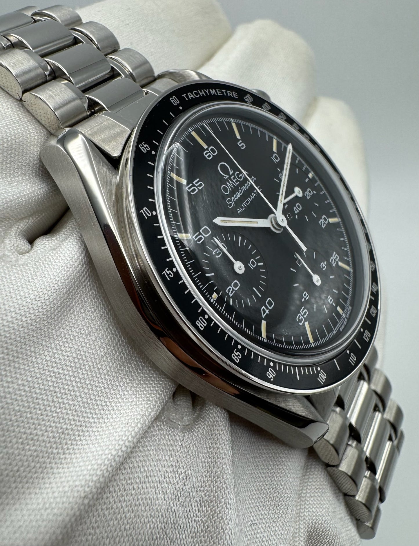 Omega Speedmaster Reduced with Black Tritium Dial (Unpolished)