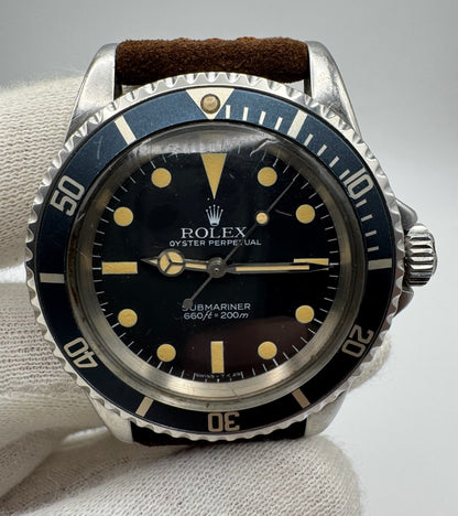 Rolex Submariner No Date 5513 “Feet First” Head Heavy Patina Maxi Dial Blue Insert 1965 (Serviced)