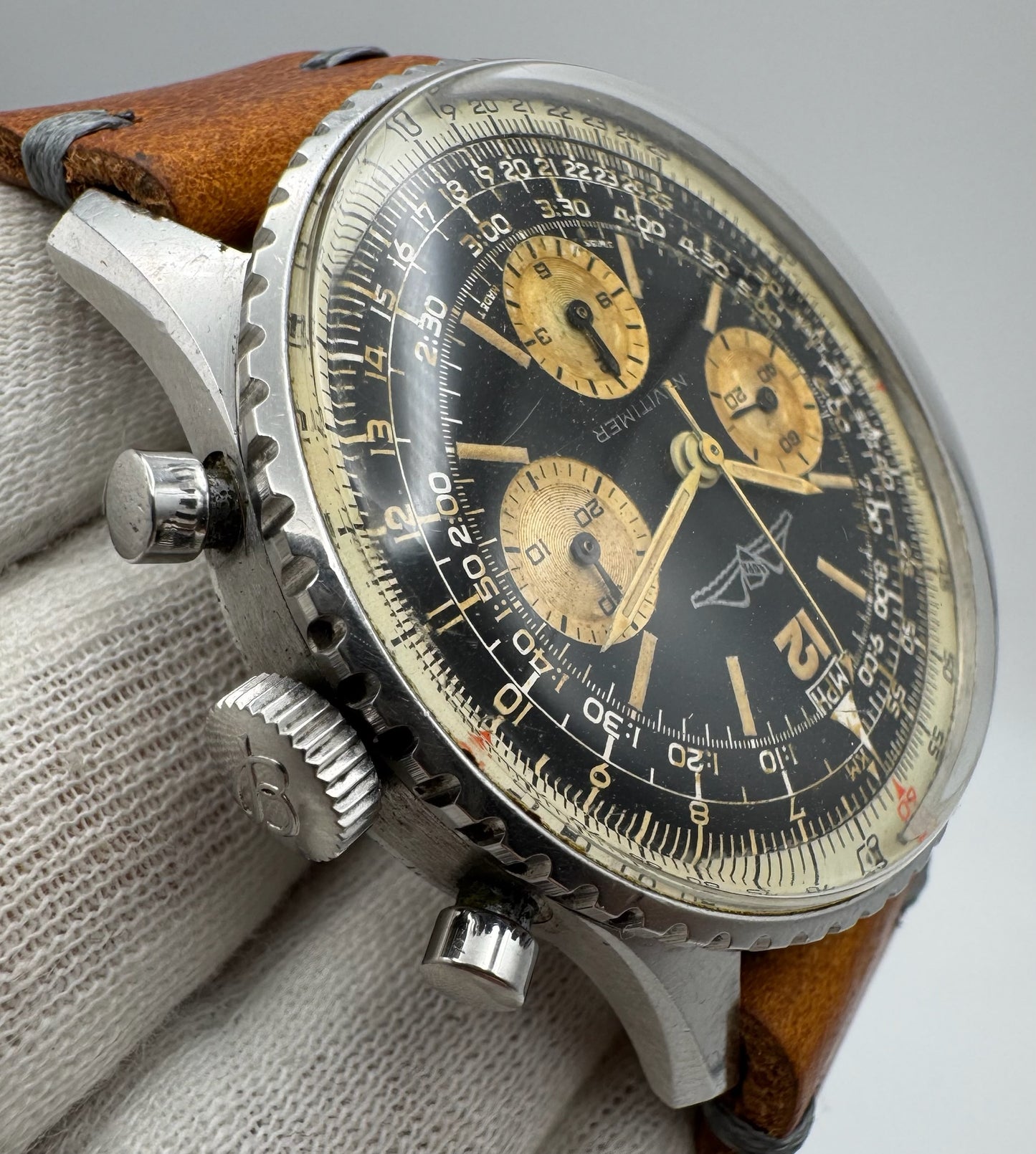 Breitling Navitimer 806 AOPA Chronograph Steel Heavy Patina Gilt Dial (Unpolished/Serviced)