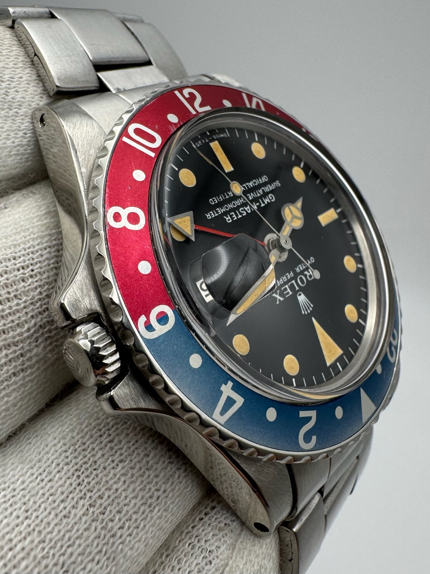 Rolex GMT-Master 1675 MK1 Long E Full Steel Faded Bezel Red Back Insert Heavy Patina Zinc Sulfide 1967 (Serviced)