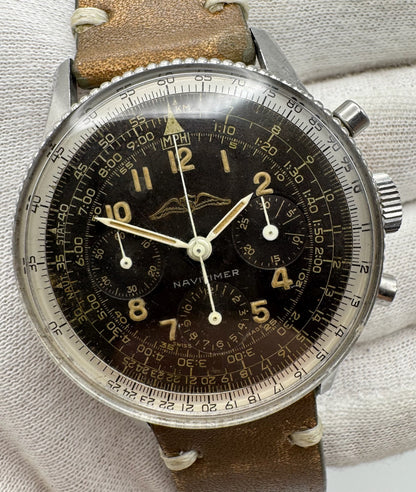 Breitling Navitimer 806 AOPA Steel Tropical Brown Dial Yellow Patina Bead Bezel (Unpolished/Serviced)