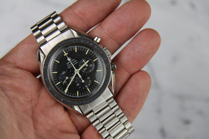 Omega Speedmaster Professional Moonwatch Full Steel Ghost Bezel Yellow Patina Step Dial 1969 (Serviced)