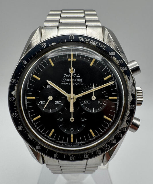 Omega Speedmaster Professional Moonwatch Full Steel Yellow Patina Original Step Tritium Dial (Unpolished)