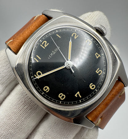 Lemania WWII Majetek Czech Air Force Steel Yellow Patina Military Pilot’s Watch 1939 (Serviced)