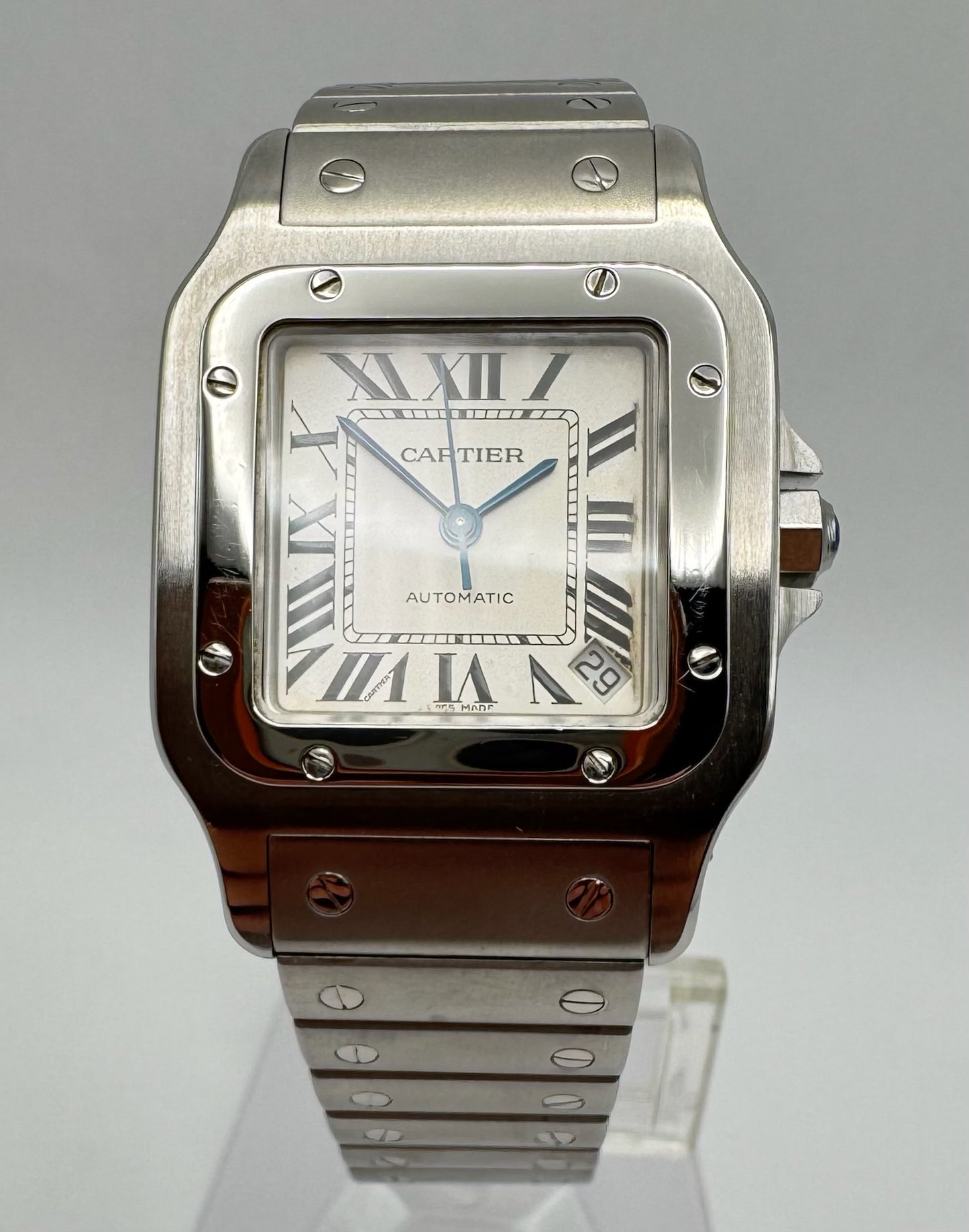 Cartier Santos Automatic with Silver Roman Dial (Box)