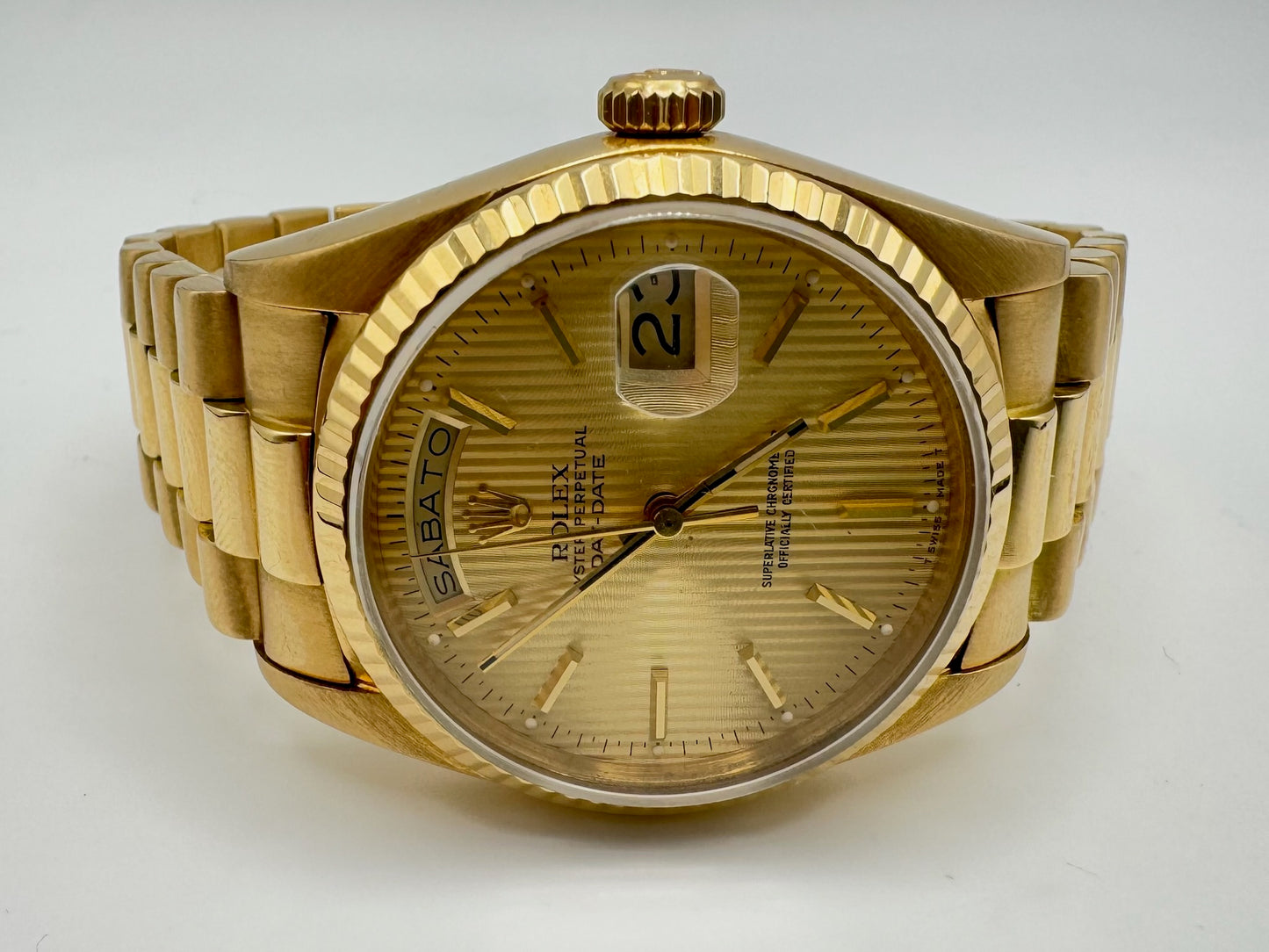 Rolex Day-Date 36 Full Gold 18K Champagne Tapestry Dial 1987