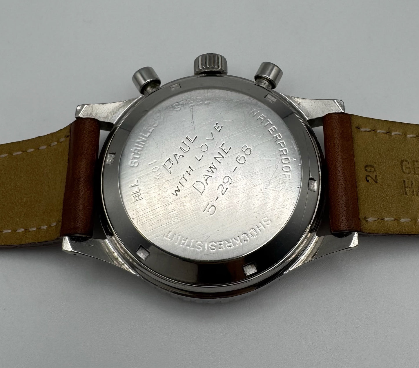 Croton Aviator Sea Diver Chronograph Manual Winding Yellow Patina Broad Arrow Hands Faded Bezel 1960s (Unpolished)