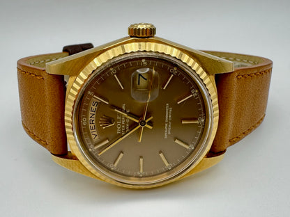 Rolex Day-Date 36 Yellow Gold Head Very Rare Ghost Havana Dial 1977 (Unpolished/Serviced)