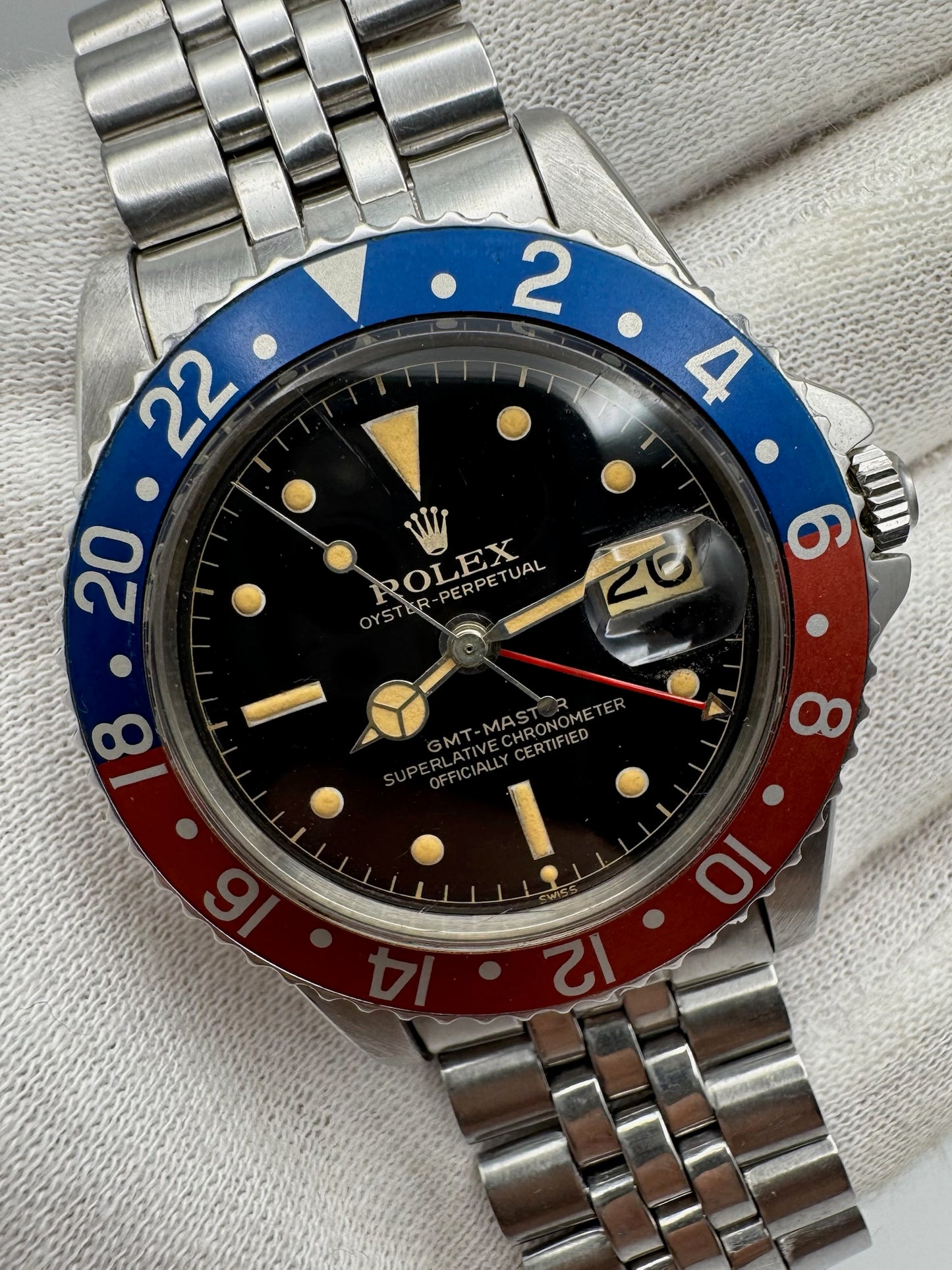 Rolex GMT-Master 1675 PCG Mirror Glossy Gilt Chapter Ring Exclamation Point 1962 (Full-Set/Serviced)