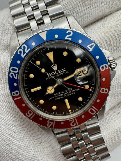 Rolex GMT-Master 1675 PCG Mirror Glossy Gilt Chapter Ring Exclamation Point 1962 (Full-Set/Serviced)