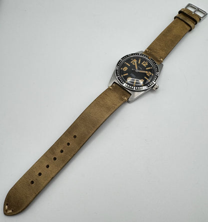 Arnex Skin Diver Vintage Steel Manual Winding 38mm Heavy Pumpkin Patina 1960’s