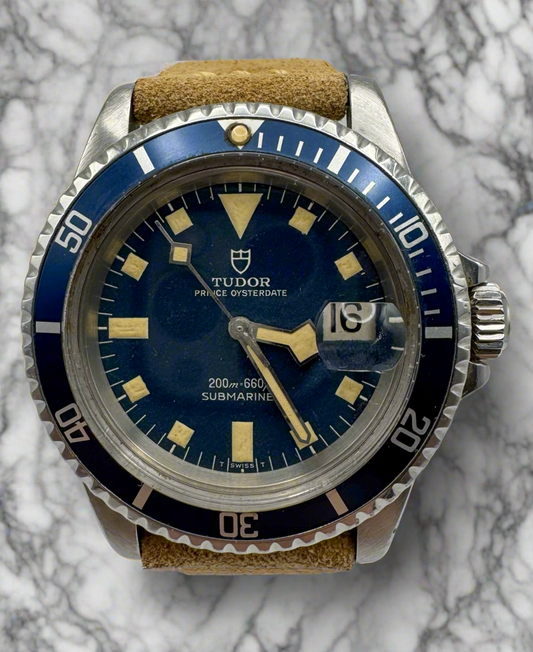 Tudor Submariner Snowflake Meters First Heavy Patina Blue Dial 1968 (Serviced/Papers)