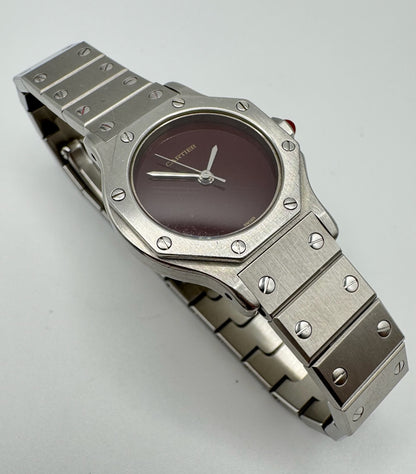 Cartier Santos Octagon Automatic with Rare Burgundy Dial