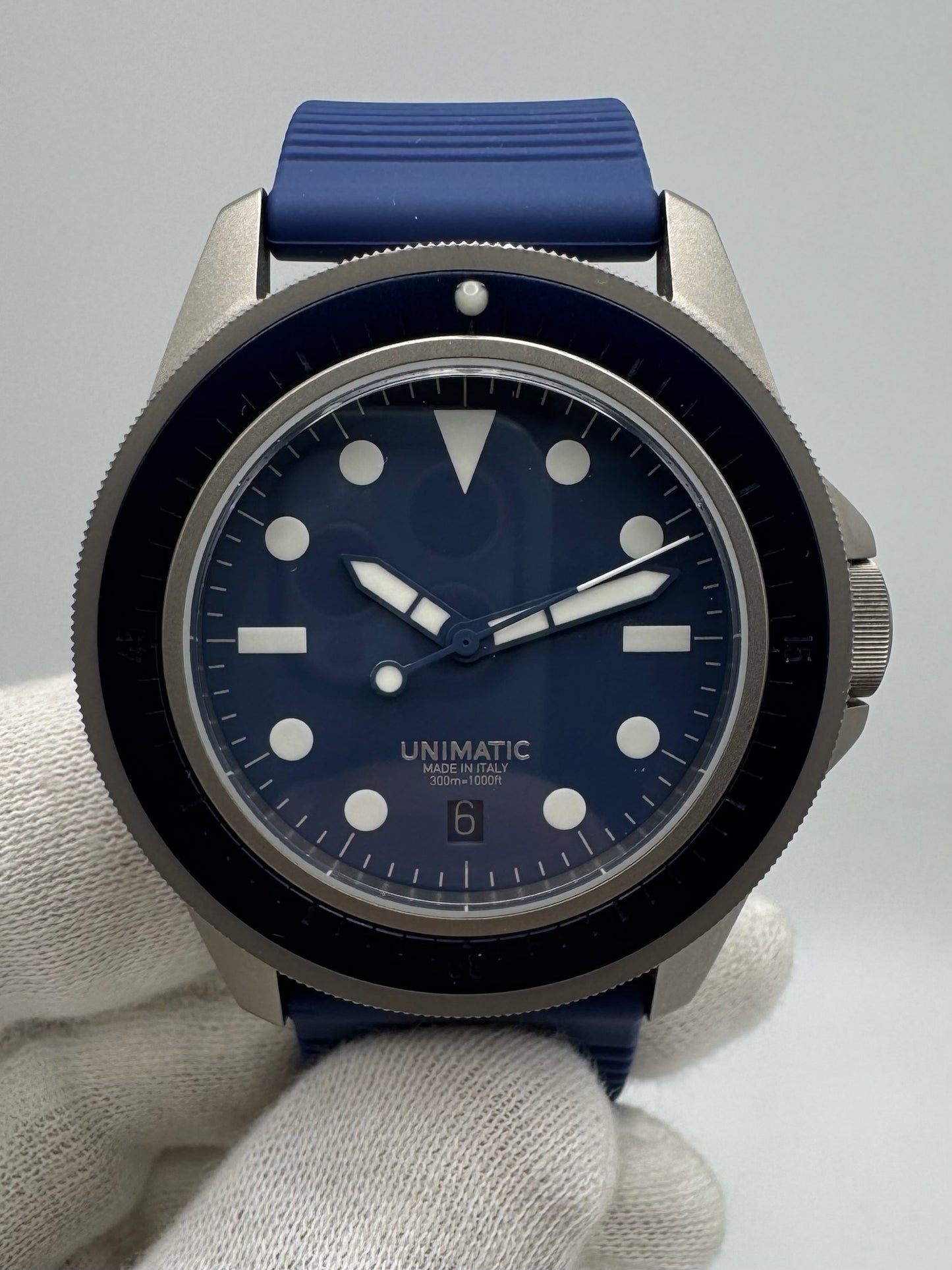 Unimatic Modello Uno Diver Blasted Titanium Blue Dial Limited Edition 500pcs (Full-Set/Unworn)